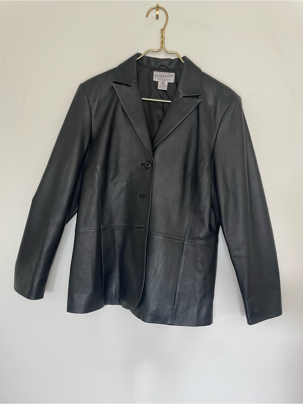 Pendleton Black Leather Women's Blazer Jacket Excellent Condition Size MP